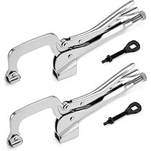 QWORK 11-Inch Bench Clamp with Quick Release, 2 Pack Pliers Welding Table Mount Locking C-Clamps, 4-Inch Jaw Capacity, for Woodworking, Drilling, Metalworking