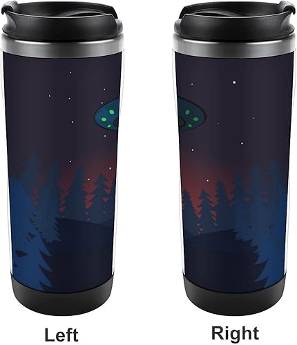 Miniatura 4 de Alien UFO at Night - Taza de café de viaje de acero inoxidable, vaso de doble pared con tapa, regalo para hombres y mujeres, 13 onzas