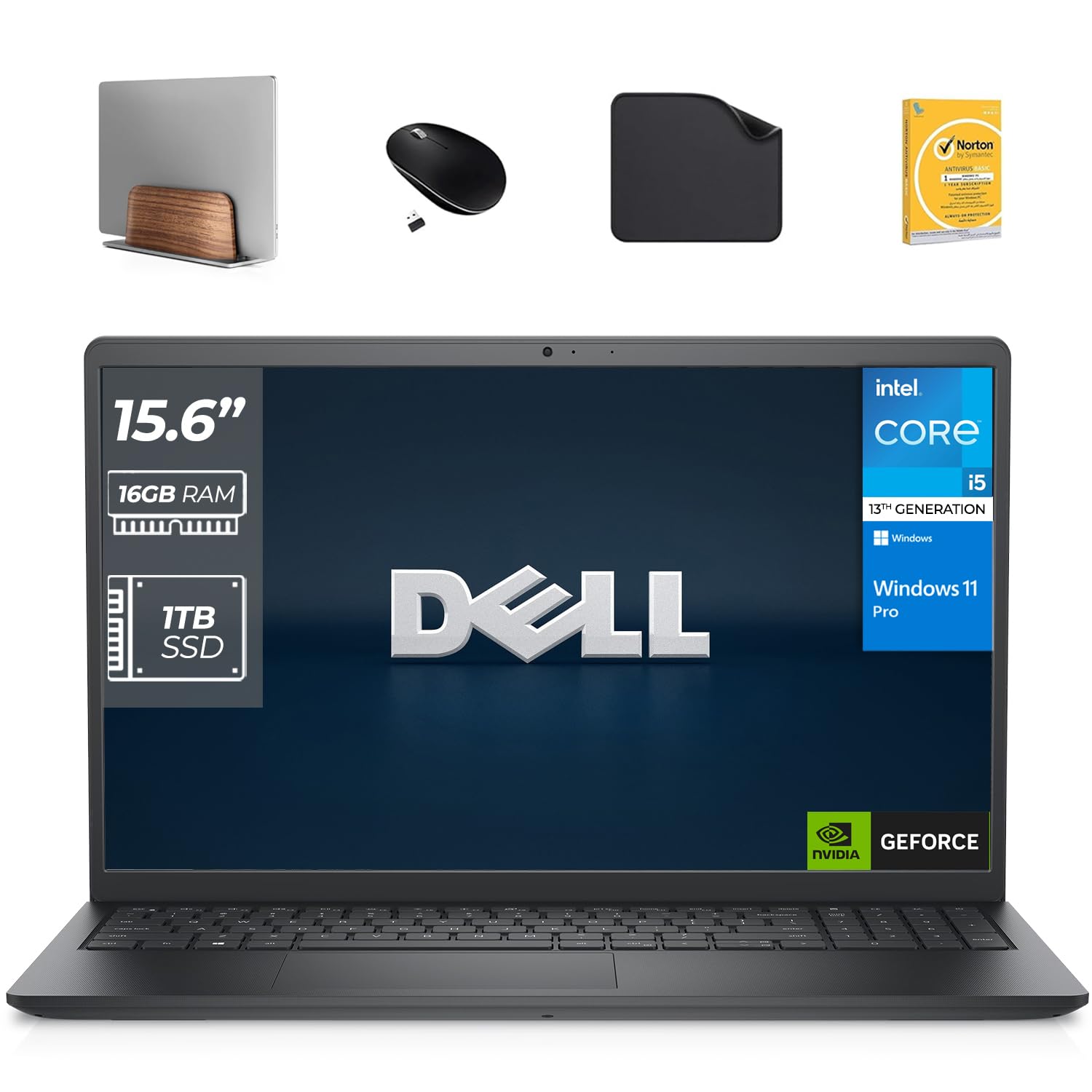 DELL Vostro 3520 Business Laptop, 13th Gen Intel i5-1334U, 16 GB RAM, 1 TB SSD, Windows 11 Pro (Includes 1st Wave Laptop Stand + Wireless Mouse + Mouse pad + Antivirus) 16GB RAM | 1TB SSD