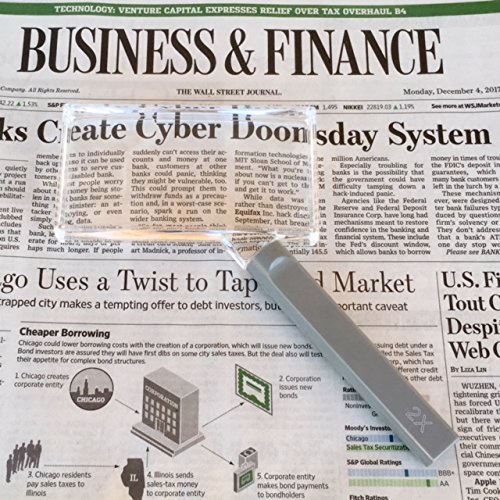 RECTANGULAR MAGNIFYING GLASS, HANDHELD RECTANGULAR MAGNIFIER, 2"x 4" 3X, Lightweight durable reading magnifier by Electro-Optix