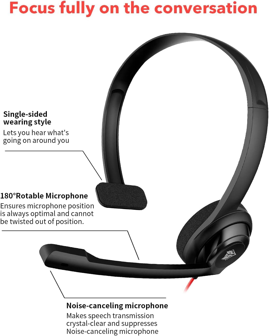 NUBWO HW02 - Auriculares USB con micrófono con cancelación de ruido y control en línea, auriculares de computadora ultra cómodos para computadora portátil, auriculares con cable para centro de