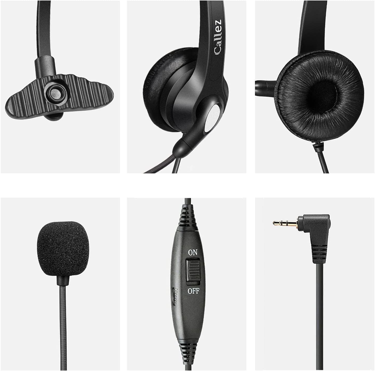 Callez Phone Headset for Vtech RCA Uniden Phones with 2.5mm Headphones Jack | Office Telephone Headset with Noise Cancelling Microphone, 2.5mm Cordless Phone Headset for Panasonic KX-TGEA20 AT&T ML17929