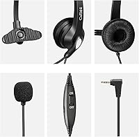 Vista 7 de Callez Auriculares de teléfono con micrófono con cancelación de ruido, auriculares de oficina para teléfonos DECT inalámbricos con conector