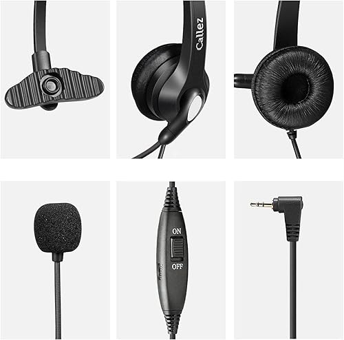 Miniatura 7 de Callez Auriculares de teléfono con micrófono con cancelación de ruido, auriculares de oficina para teléfonos DECT inalámbricos con conector de