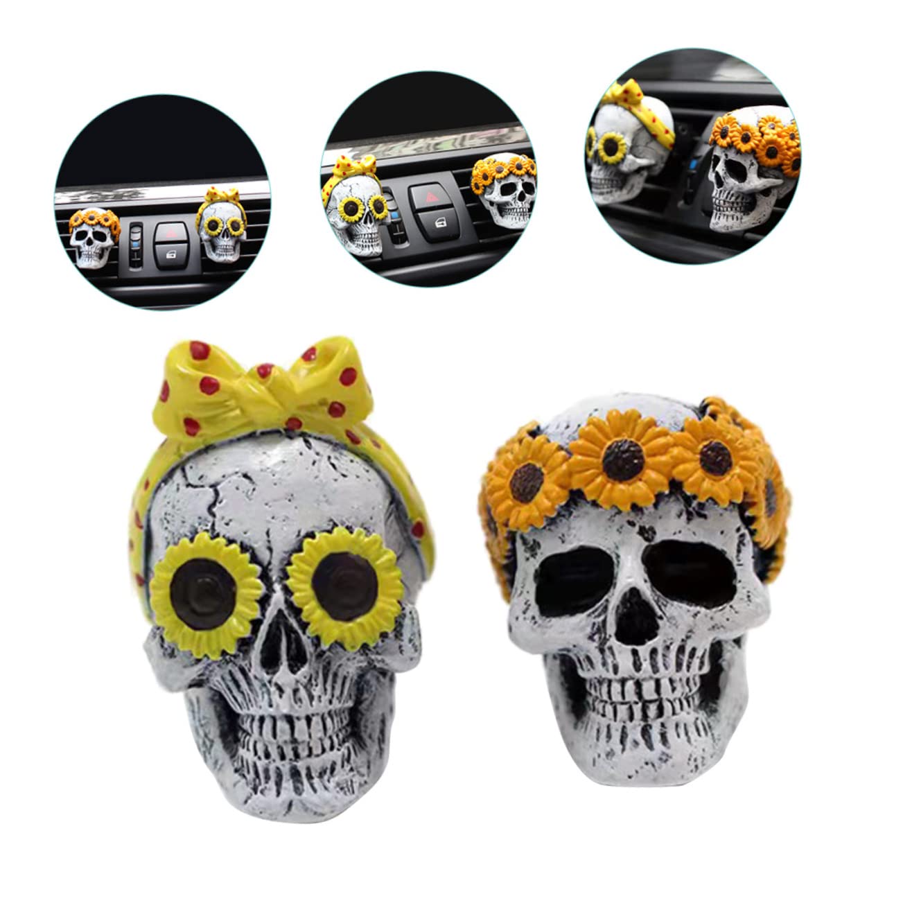 GLEAVI 6pezzi Diffusore Profumo Auto Creativo Forma Di Teschio Da Clip Aromatiche Per Interni Auto Facile Installazione Design Adorabile Atmosfera Rinfrescante