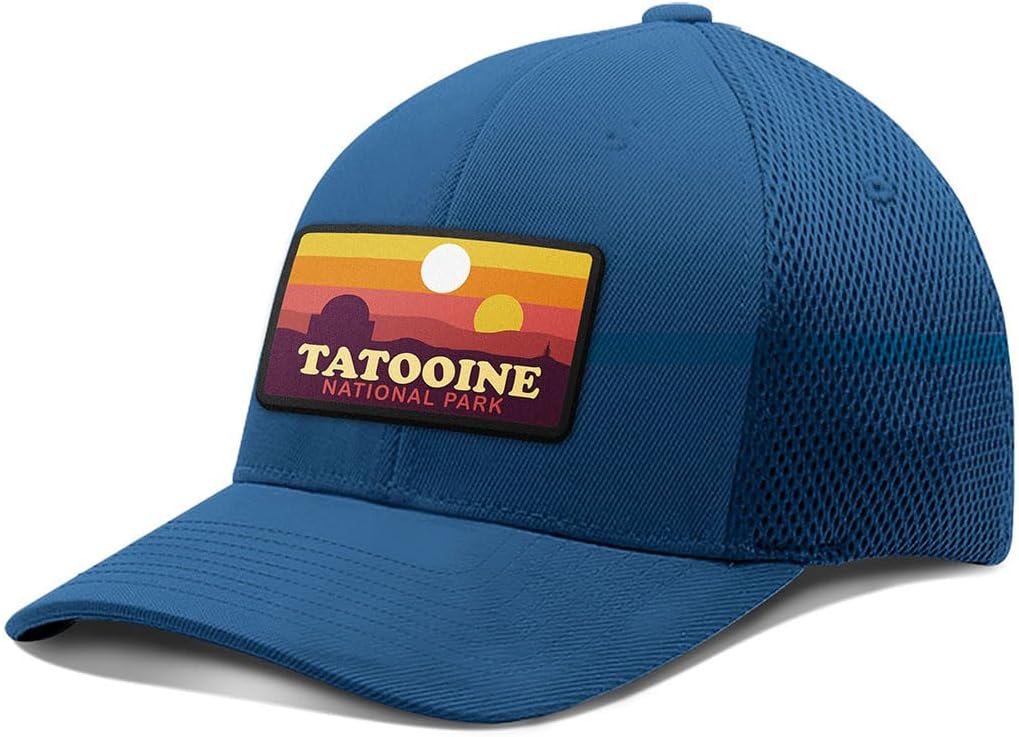 Tatooine National Park Patch - Ultrafibre Airmesh Fitted Hat - Breathable Mesh Side for Casual Wear & Outdoor Activities - Baseball Cap Women & Men (Royal Blue, Large-Extra Large, l)