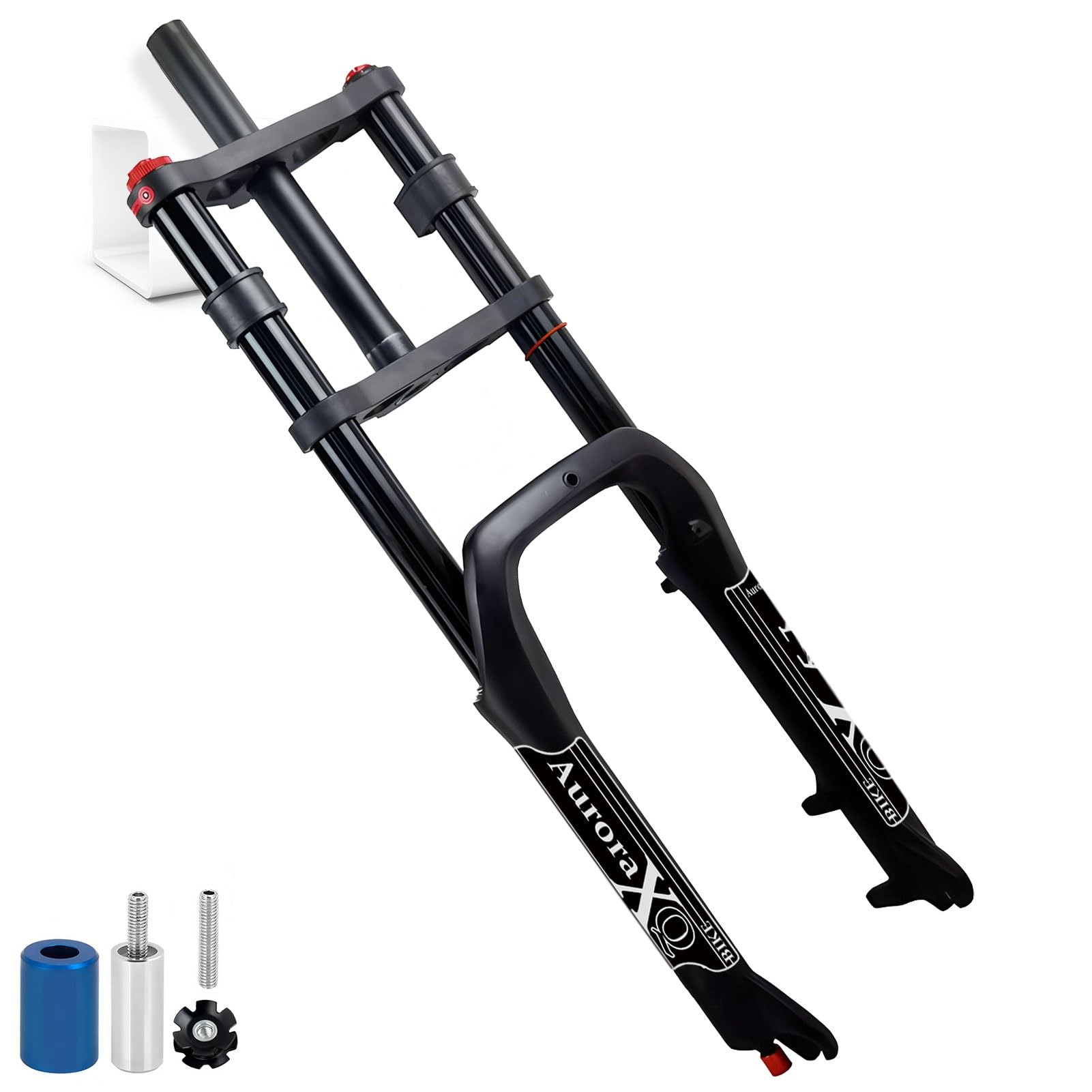 WIQUYBML AuroraXQ 20 inch 4.0 Fat Tire Electric Bike Air Suspension Fork, 1-1/8" Straight Tube Manual Lockout Mountain Double Shoulder E-bike Front Forks 135mm(Gold Fork)