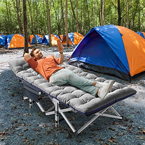 ABORON Camping Cot for Adults, Folding Sleeping Cot with Cotton Mattress, 500lbs Heavy Duty Outdoor Folding Bed, Portable Sleeping Bed for Camping, Guest Use, Office Nap, Travel & Home by ABORON - Image 4