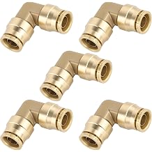 1/2" Quick Push to Connect Fittings Brass 90 Degree Union Swivel Elbow Joint DOT Approved 1/2 inch Tube OD Air Line Adapter Air Suspension Kit for Car Truck Trailers and Air Brake System 5pcs
