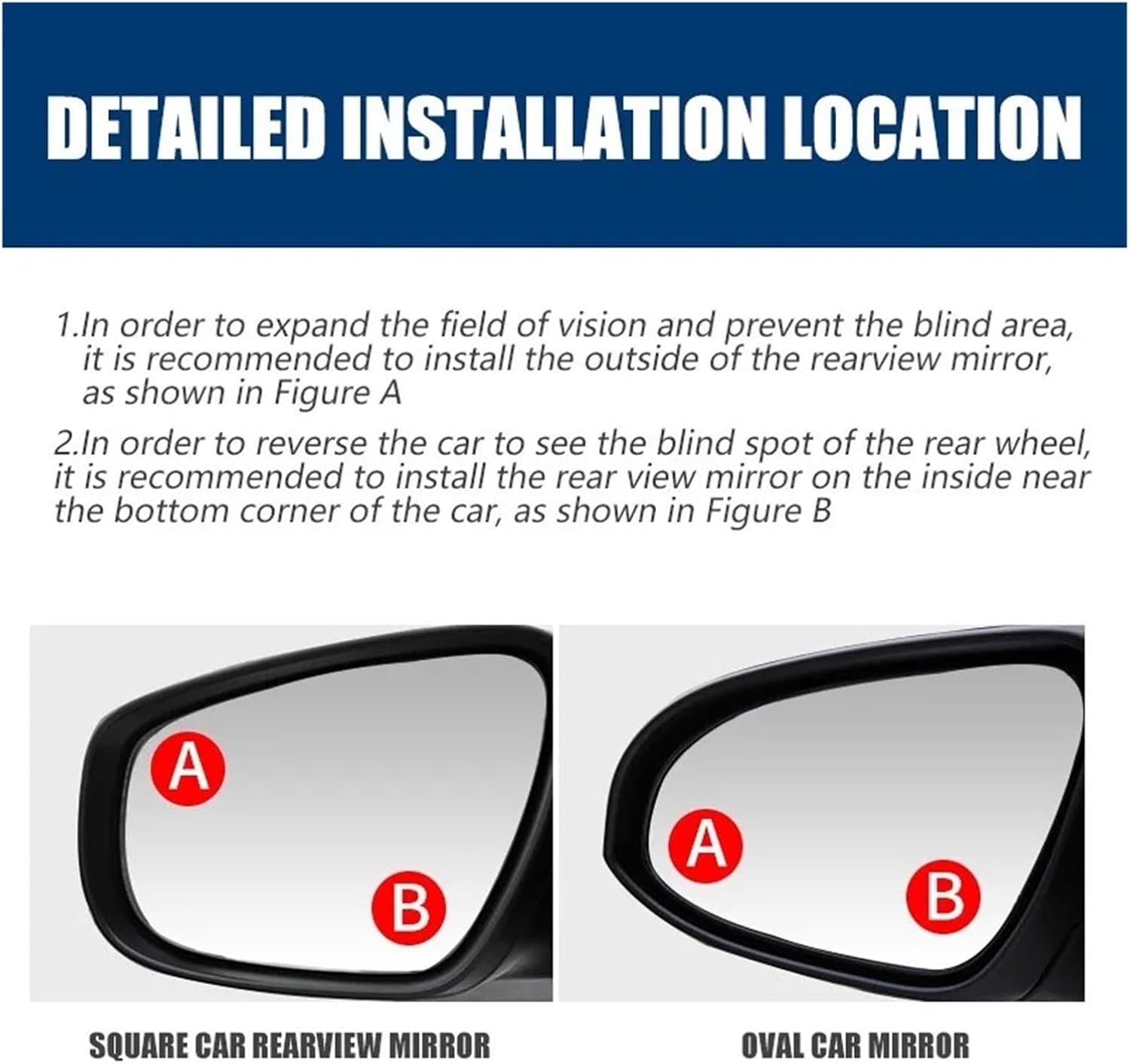 Car Blind Spot Mirror - 360 Degree Adjustable Wide Angle Rear View Mirror for Enhanced(White 6pcs)