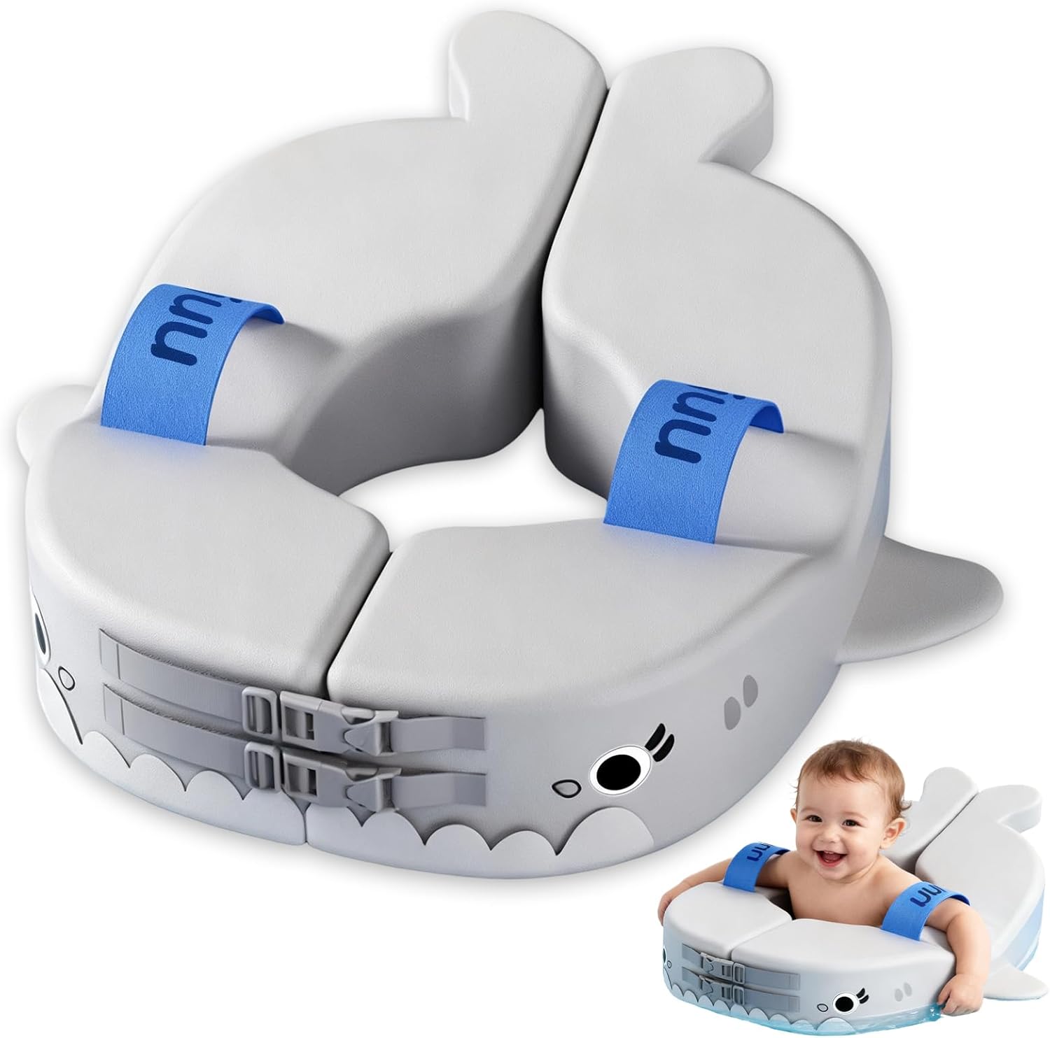 Non-Inflatable Solid Baby Pool Arm Floats with Soft Pearl Foam, Anti-Slip and Adjustable Design for 6-24 Months Kids