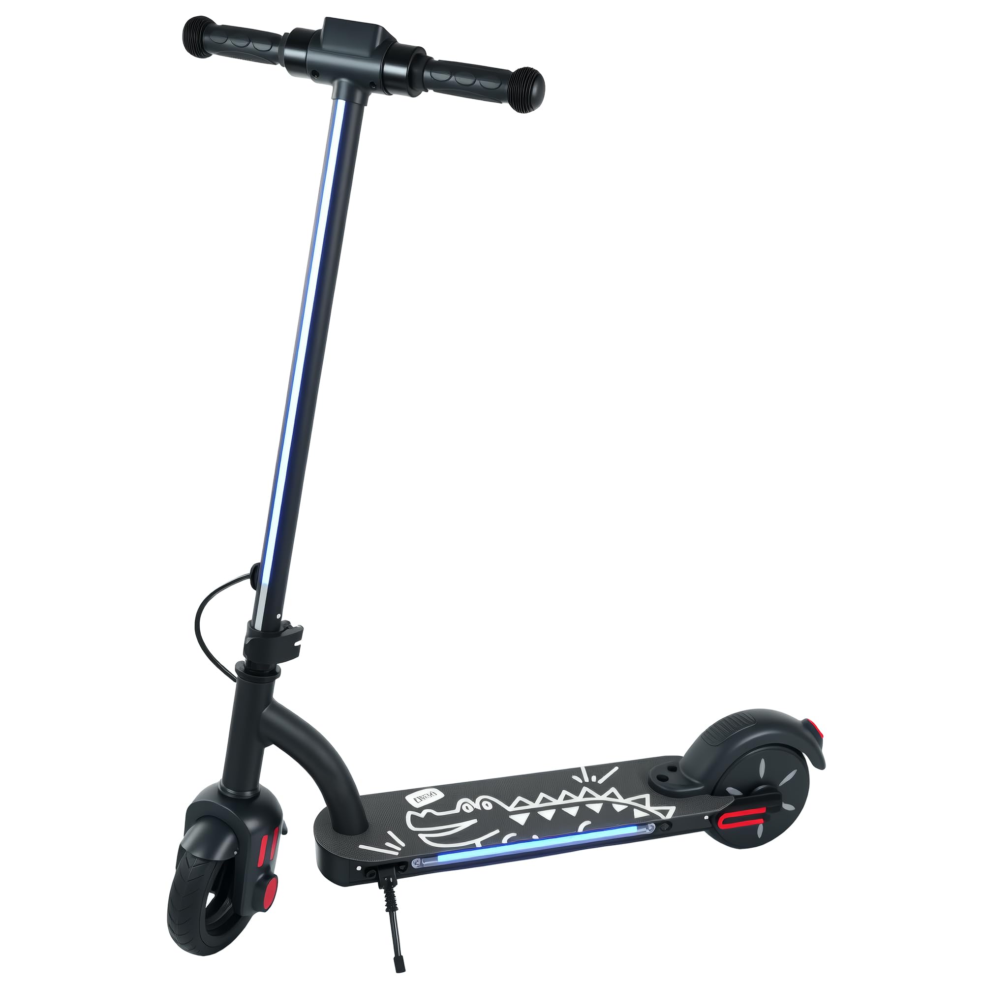 ESTVELO 6.5" Lightweight Kids Electric Scooter, for Ages 6-14, 24V Li-Battery with a Range of Up to 10 KM and 7-Color Lights,70KG Max Load, 2-3H Charging Time (Black)
