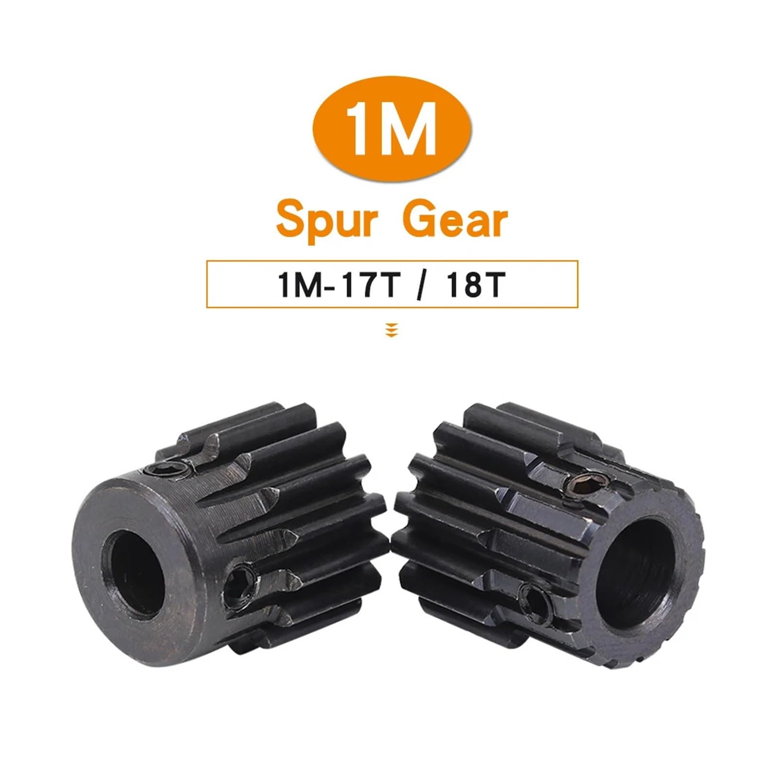 Bevel Gear Pinion Hardware Mechanical 1 Module Gear 1M-17T/18T Carbon Steel Material Blackening Spur Gear Bore Size 4/5/6/6.35/7/8/10 Mm Transmission Accessories(6.35 mm-1M18T)