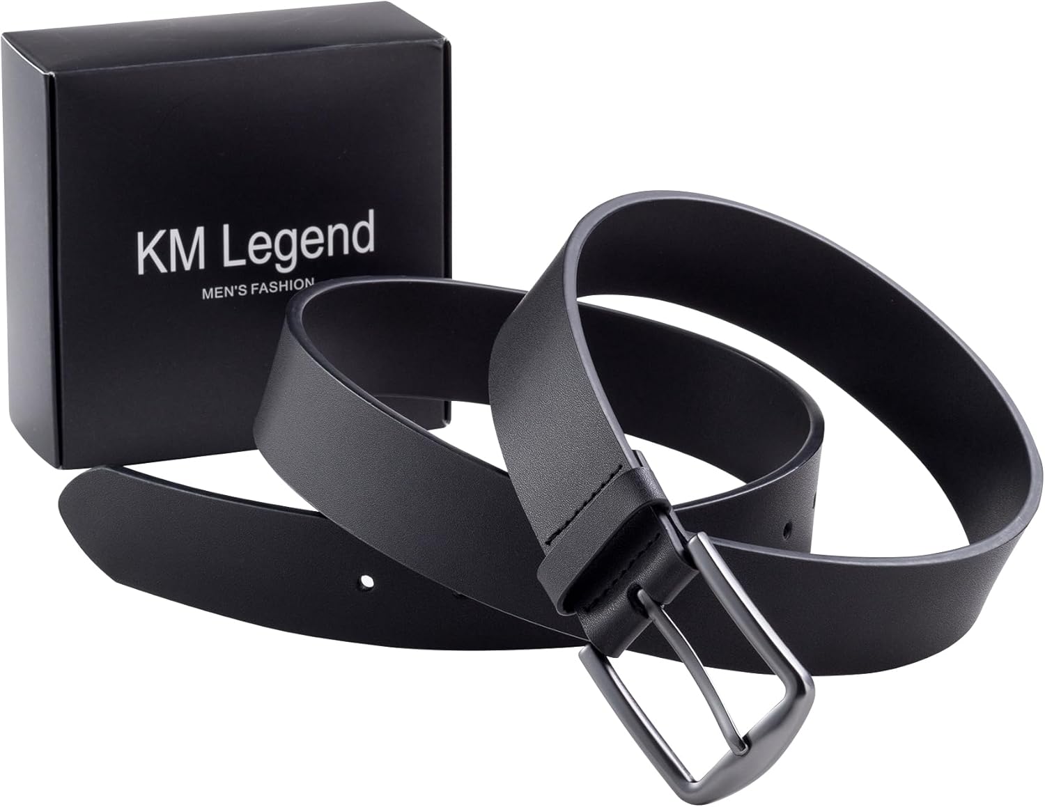 KM Legend mens Leather Dress Belt for Work Business and Casual 44 Boston Black image 4 of 6 B0CSX6Z1T3