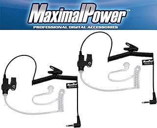 RHF 617-1N X2 3.5mm RECEIVER/LISTEN ONLY Surveillance Headset Earpiece with Clear Acoustic Coil Tube Earbud Audio Kit For Two-Way Radios -2 Pack