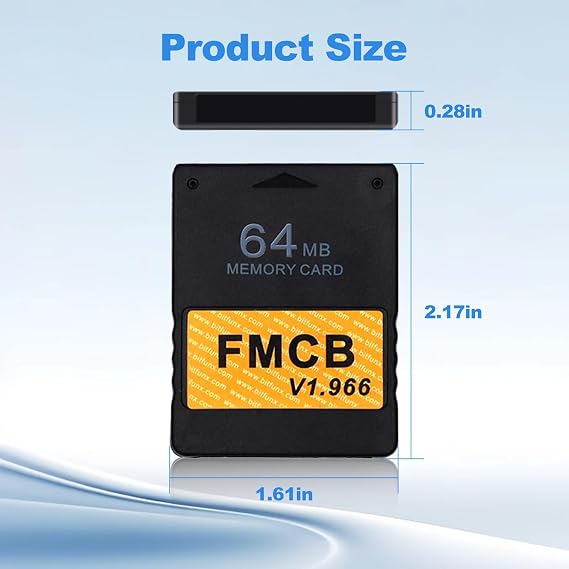 BITFUNX PS2 Fat FMCB Free McBoot Card v1.966, Memory Card for PS2 Fat Console - Plug & Play Video Game Adapter with No Lag (64MB)