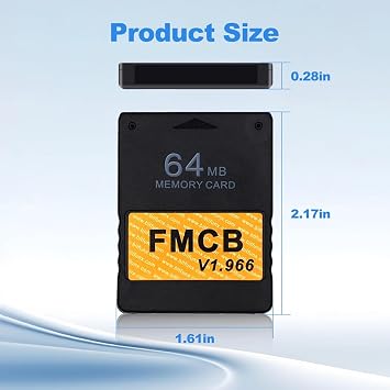 BITFUNX PS2 Fat FMCB Free McBoot Card v1.966, Memory Card for PS2 Fat Console - Plug & Play Video Game Adapter with No Lag (64MB)