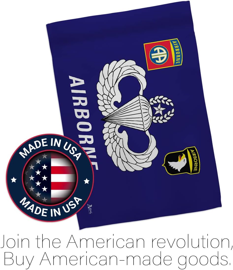 Airborne House Flag - 2 pcs Pack Armed Forces Army Rangers United State American Military Veteran Retire Official - Decoration Banner Small Garden Yard Gift Double-Sided Made in USA 28 X 40