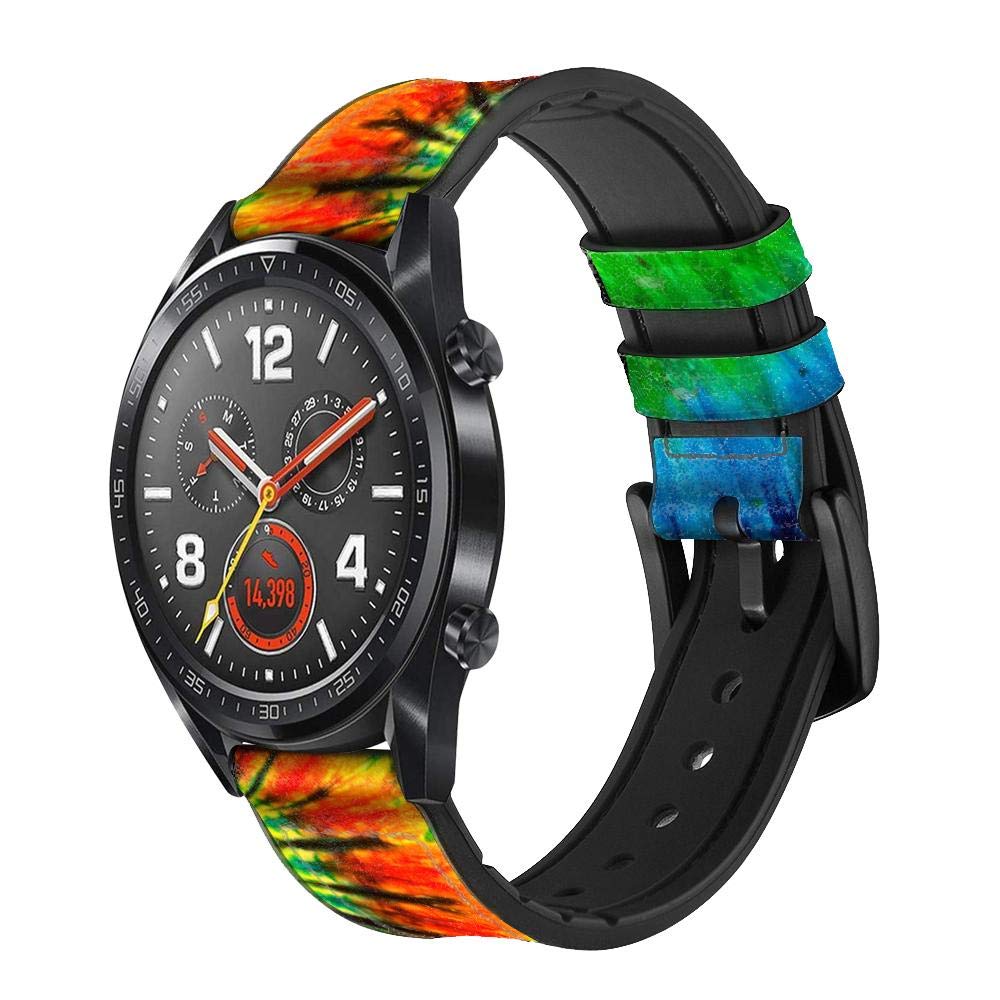 Tie Dye Bracelet de Montre Intelligente en Cuir et Silicone pour Wristwatch Smartwatch Smart Watch Taille (22mm)