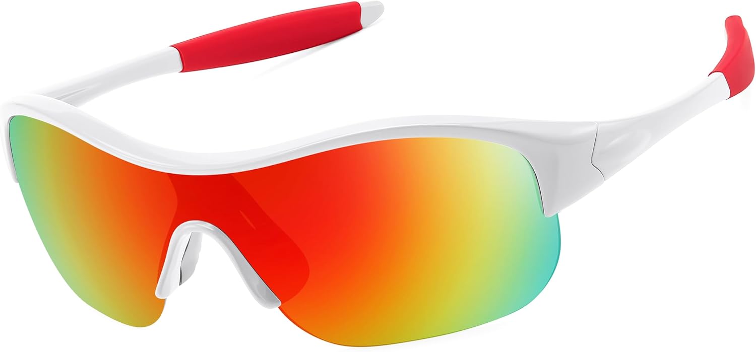 FEISEDY Polarized Sports Sunglasses for Kids Youth Baseball Cycling Running Glasses for Boys Girls Age 3-12 B0142