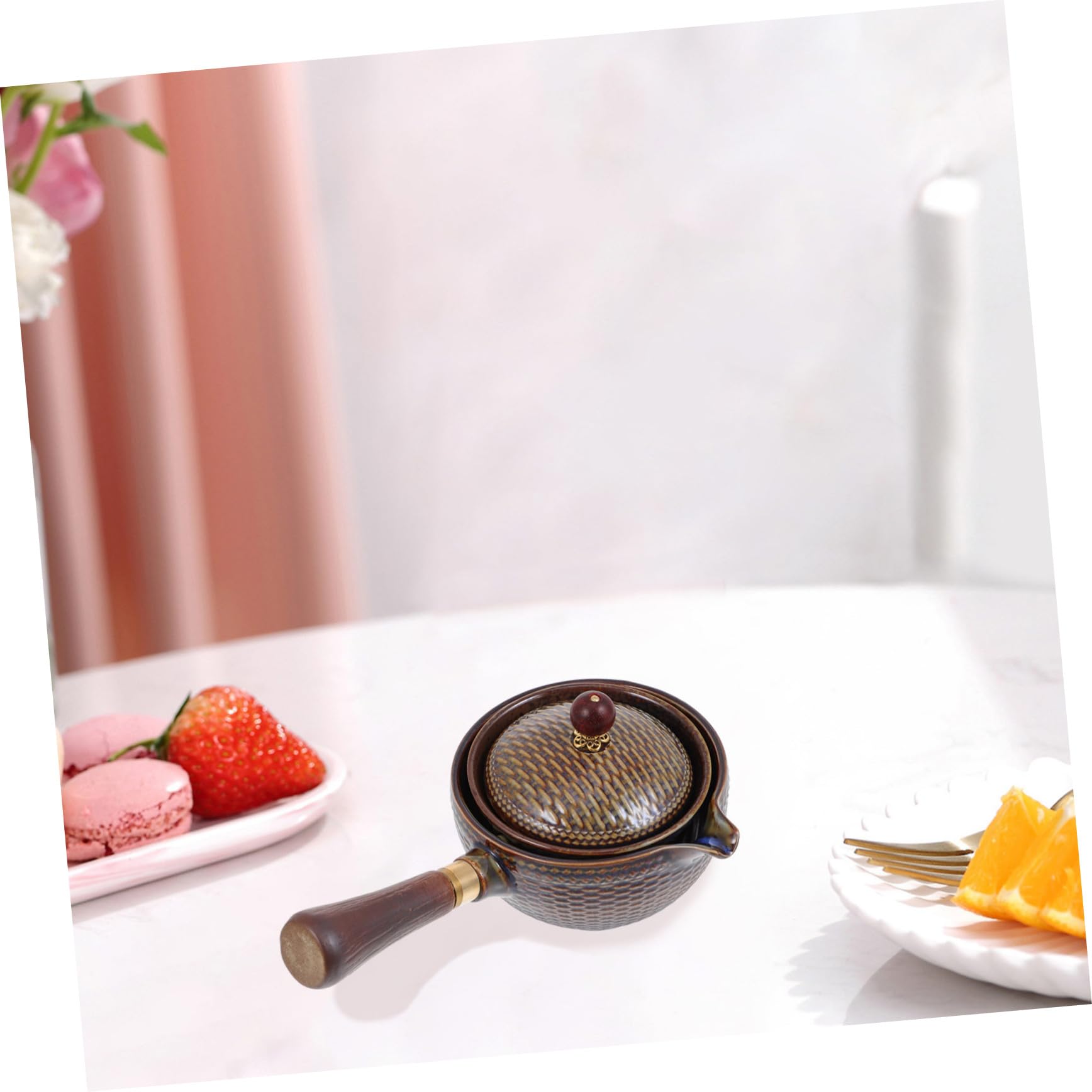 Milisten Tetera Cerámica Marrón Filtro Eficaz y Fácil de Limpiar, Adecuado para Preparar Infusiones y Té de Hierbas en Casa