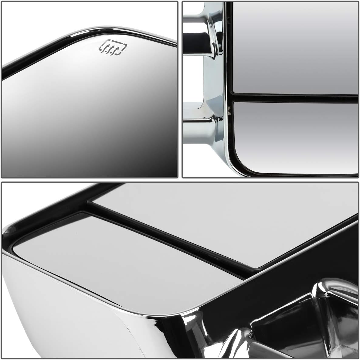 Auto Dynasty Pair Chrome Power Heated Glass Telescoping Rear View Side Towing Mirrors Compatible with Silverado Sierra GMT K2XX 14-20