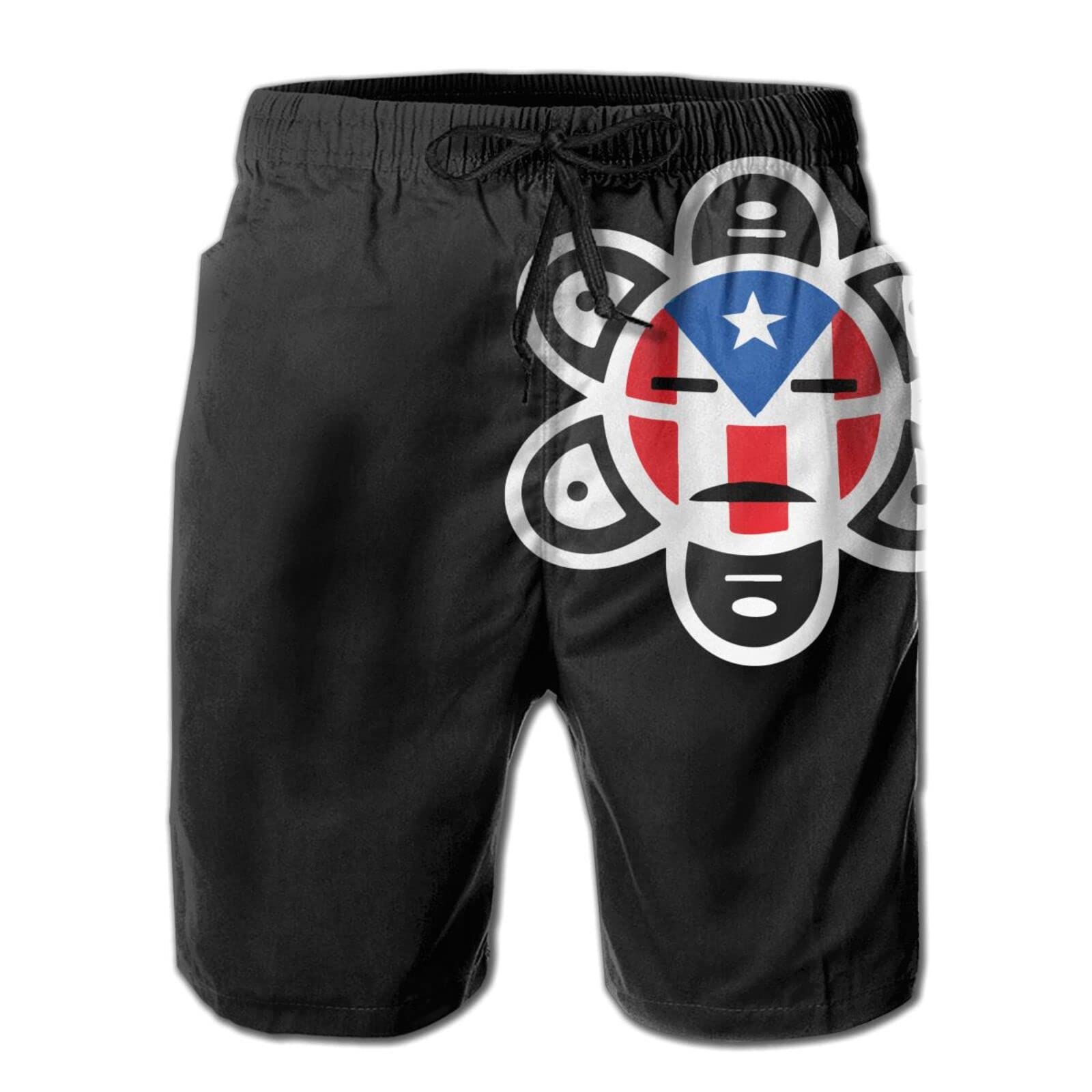 UOER Mens Swim Trunks Puerto Rico Frog Flag Quick Dry Swim Shorts with Mesh Lining Funny Swimwear Bathing Suits (XX-Large)