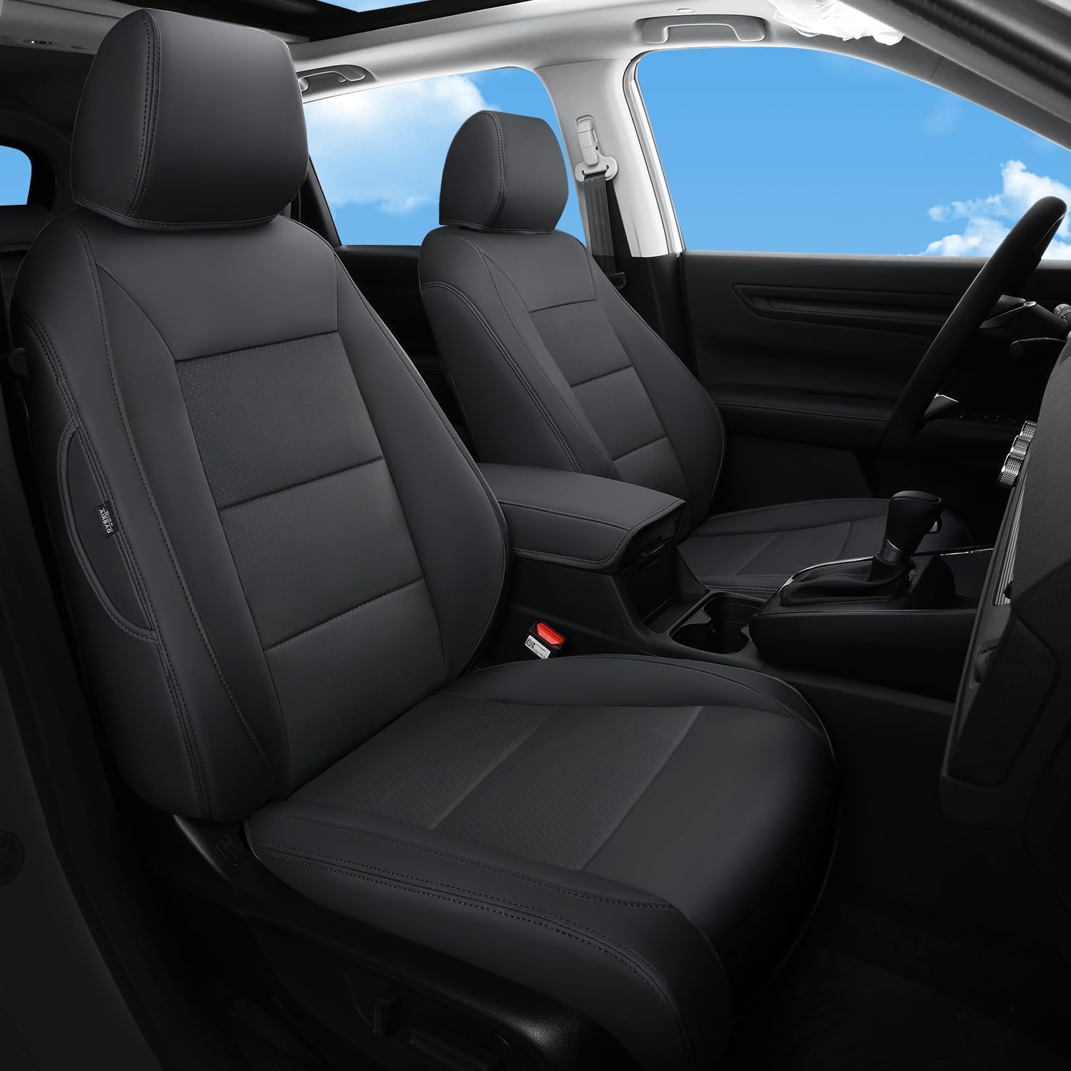 GIANT PANDA Car Seat Covers Custom Fit for Honda CRV 2023 2024 2025 2026 EX,EX-L,LX,Sport Series,Hybrid,Waterproof Faux Leather Seat Cover for SUV Full Set (Black)