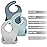 PandaEar 3 Pack Silicone Bibs for Boys Girls for Babies & Toddlers, Waterproof Feeding Bib with Large Food Catcher, BPA Free (Blue & Gray)