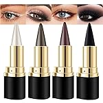evpct 4Pcs Black Silver Grey Brown Gel Eyeliner Pencil Eye Face Paint Sticks Makeup Set, Natural Black Gel Eyeliner Cream Waterproof Crayon Pencils Applicator Tool