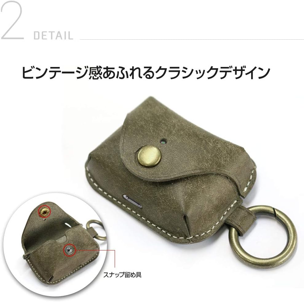 Design SD18581APP AirPods Pro 2 2nd Generation / 1st Generation Case, Italian Amplifier Evro Leather, Brown, Protective Case, Genuine Leather (Cow Leather), Vegetable Leather, Carabiner Included,