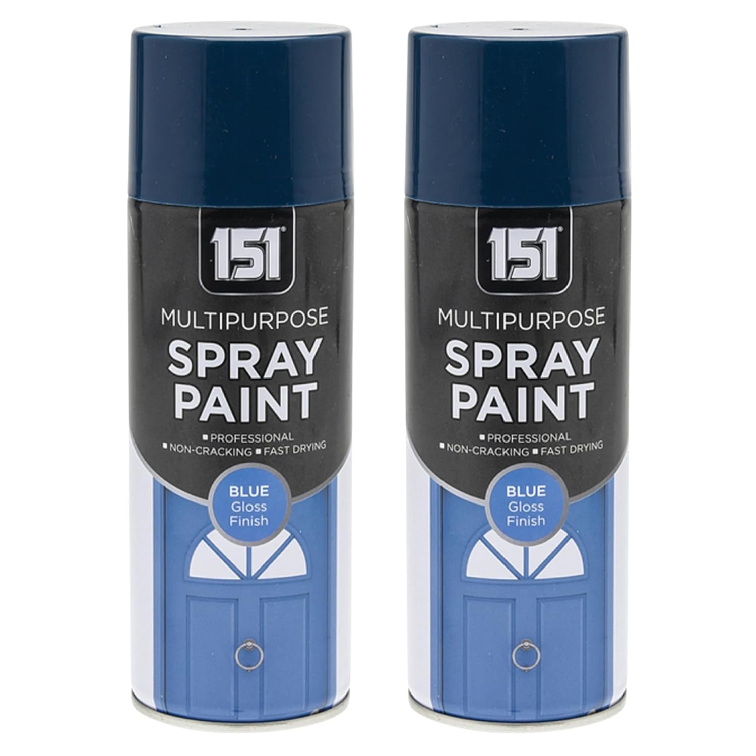 151 Blue Gloss Multi-Purpose Aerosol Spray Paint 400ml (2 Pack)