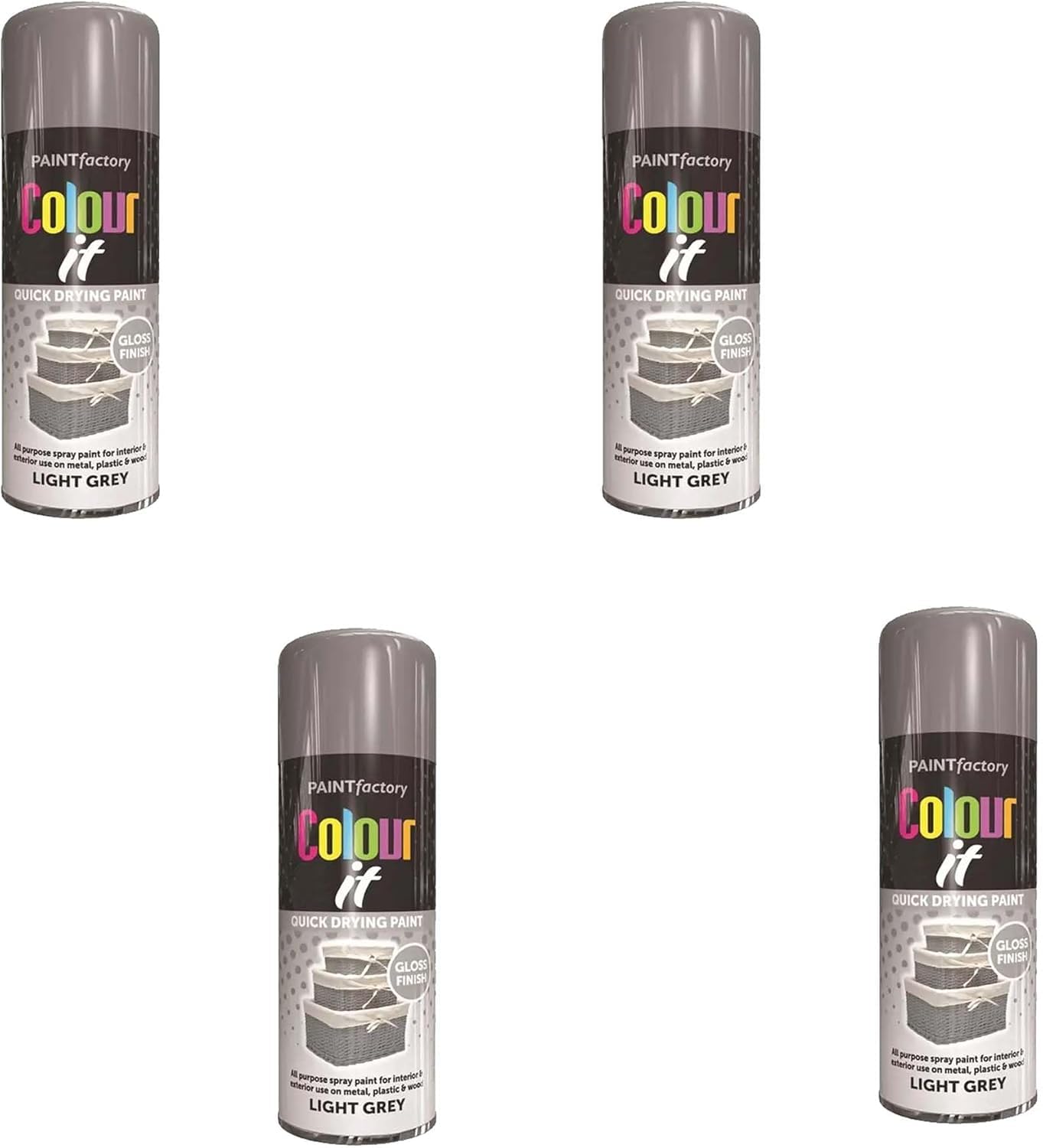 HOCHSTE Colour It Light Grey Quick Drying Paint, Multi-Surface, Gloss Finish, Smooth Coverage, Durable, Rust-Resistant, Long-Lasting, Ideal for Doors, Gates, Railings & Furniture, 400ml (Pack of 4) โ image 1
