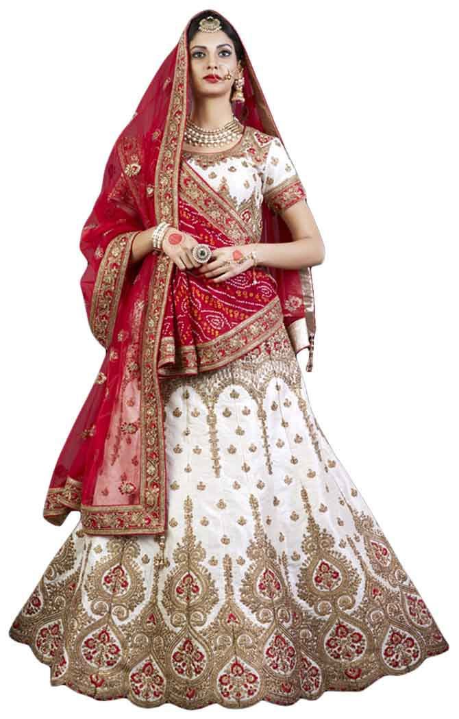 Wedding White Silk Lehenga Choli LSR104