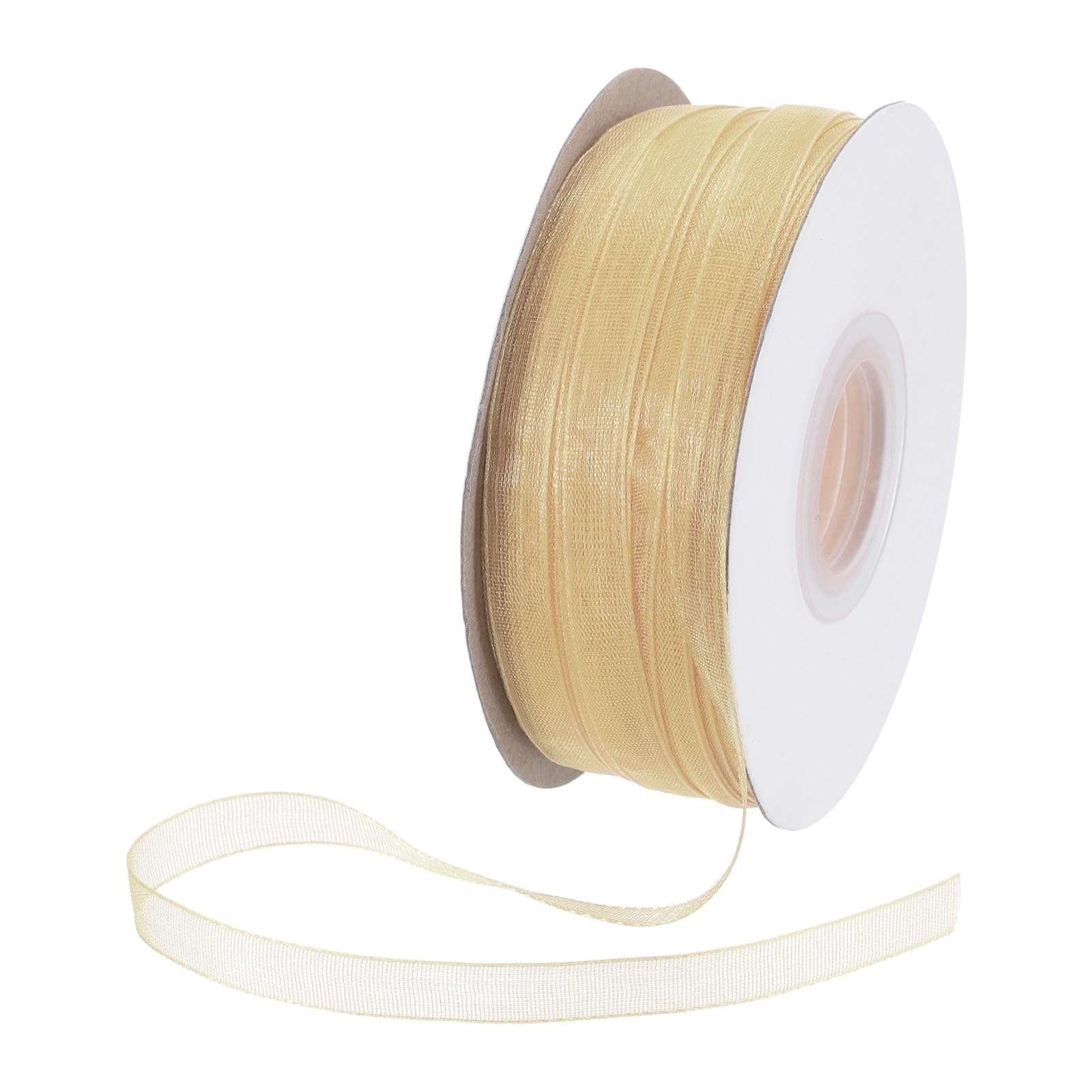 DMiotech Nastro Di Organza Trasparente – Colore Champagne – 100 Iarde (91 Metri) – Larghezza 0,6 Cm – Per Regali E Fiori