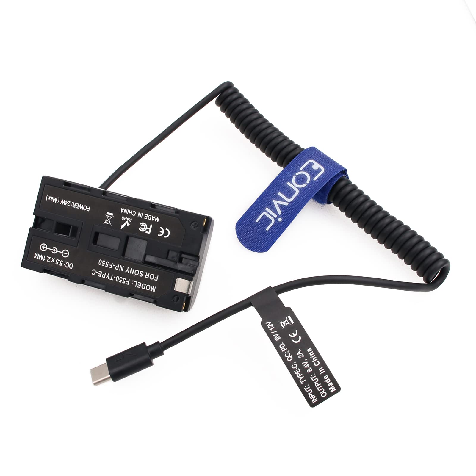 Eonvic Camera Replacement Power Supply Cable USB Type C to NP-F970 Power Cable Dummy Battery Power Cord for Sony NP-F Batteries