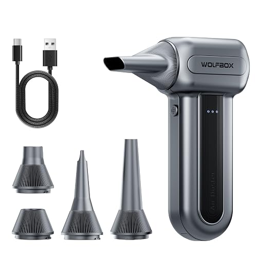 WOLFBOX MF70 Compressed Air Duster, 3-Speed Adjustable, Electric, Cordless | Extended Runtime, Electric, 3-Spe