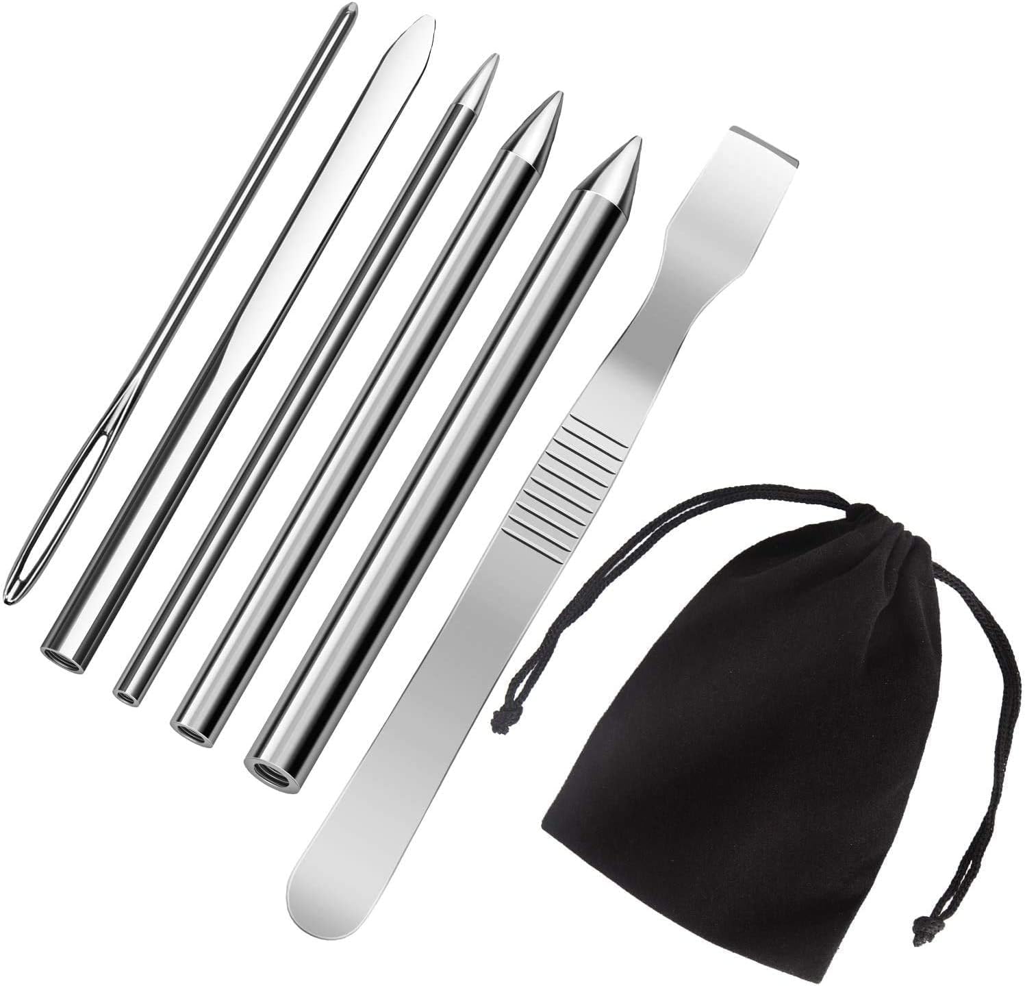6 Packs Stainless Steel Paracord Lacing Needle Silver Paracord Fids Stitching Splicing Weaving Sets for DIY Craft Paracord Bracelets