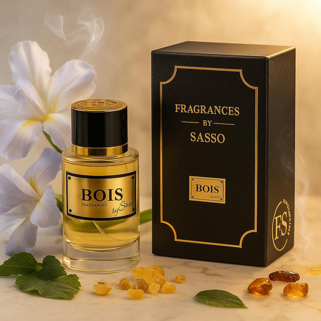 Parfum BOIS Intense – FRAGRANCES BY SASSO – Coffret Luxe – Extrait De Parfum 50 ml + Musc 3 ml + 5 Échantillons OFFERTS – Coffret Cadeau Homme – Collection Privée