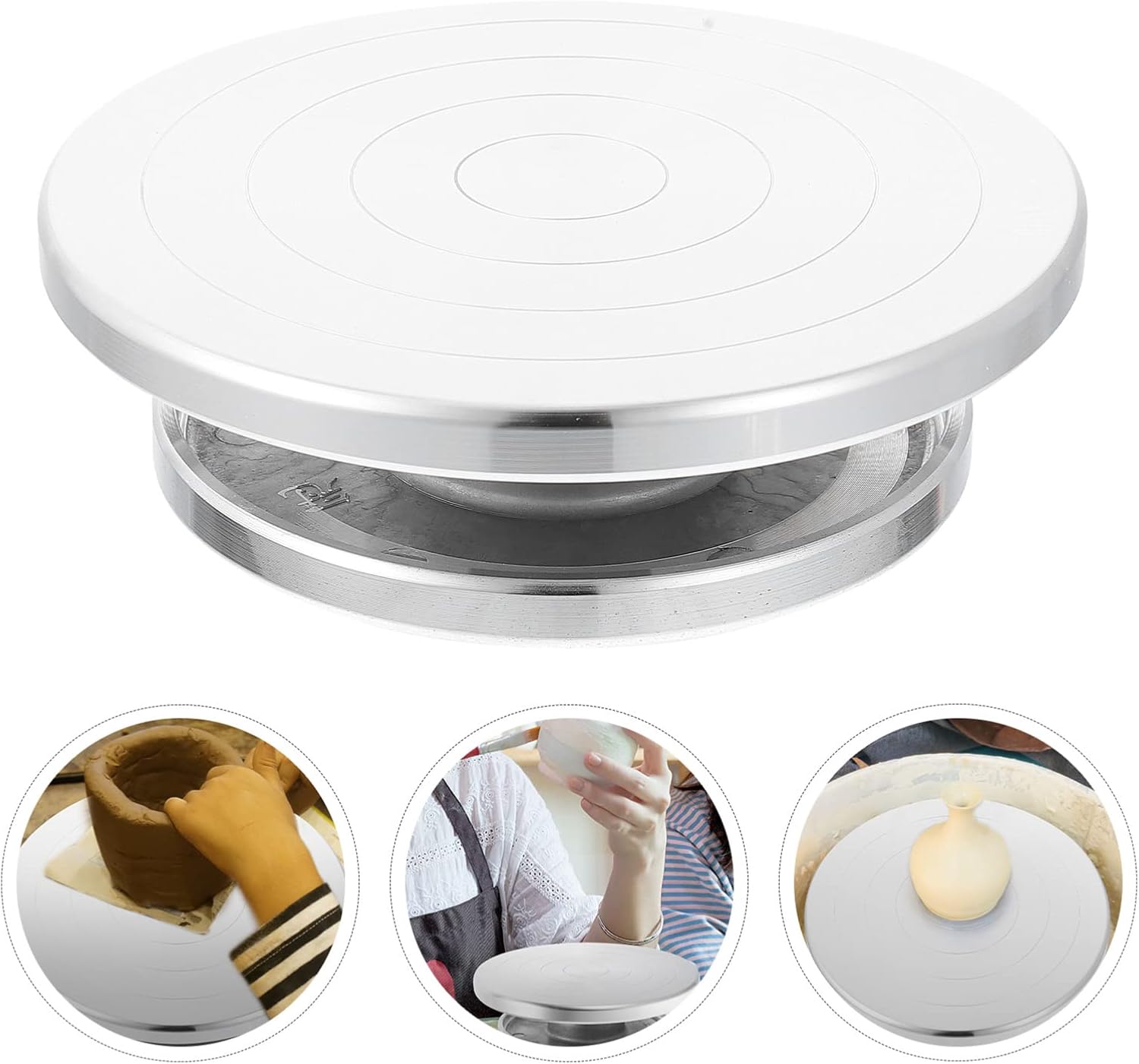 Gatuida Aluminum Alloy Pottery Turntable Tool Manual Clay Rotating Platform for Pottery Crafting Heavy Duty Design Smooth Rotation Essential for Ceramics and Sculpting