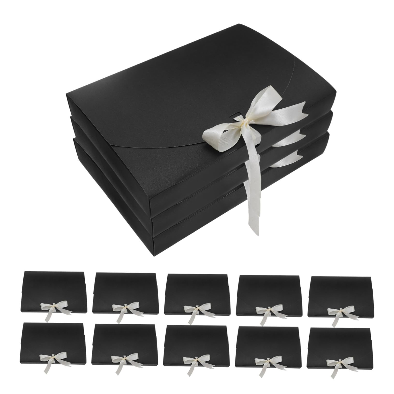 Zerodeko 20 Stück Teiliges Geschenkverpackungsset Schwarz Geschenkbox für Schals Hemden Dessous und Handtücher mit Schleifenband Vielseitig für Weihnachten Geburtstag Hochzeit Shower Party