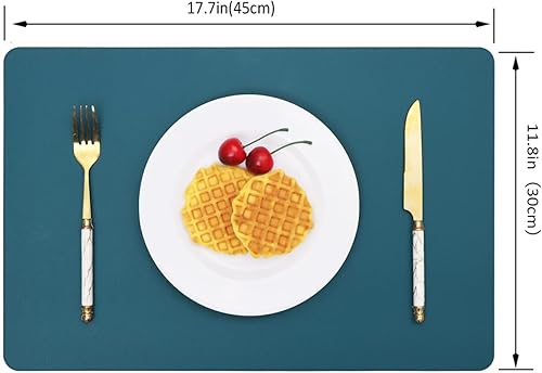 Miniatura 6 de Vinjiasin Juego de 6 manteles individuales para mesa de comedor, impermeables, lavables, duraderos, resistentes al calor, reversibles, de cuero,