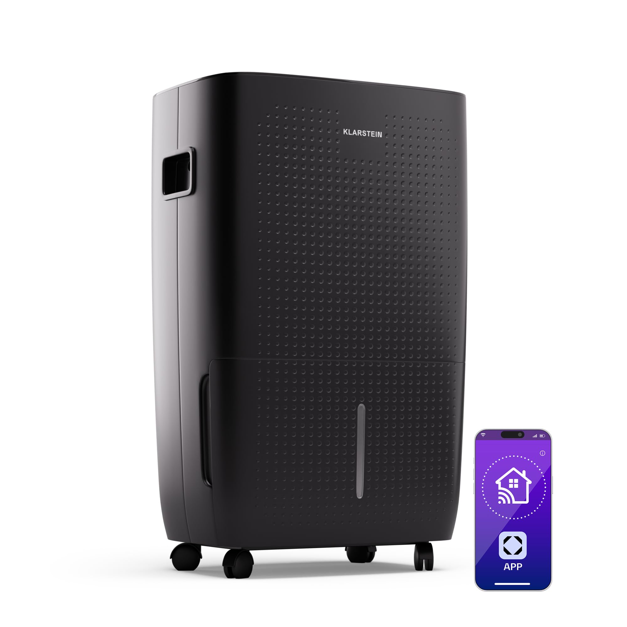 Klarstein DryFy Connect 60L Osuszacz powietrza, 60L/24h, Sterowanie aplikacją WiFi, Zbiornik 8L, Timer, Osuszacz do pomieszczeń 45-65m², Automatyczne wyłączanie, Przenośny, Antracytowy