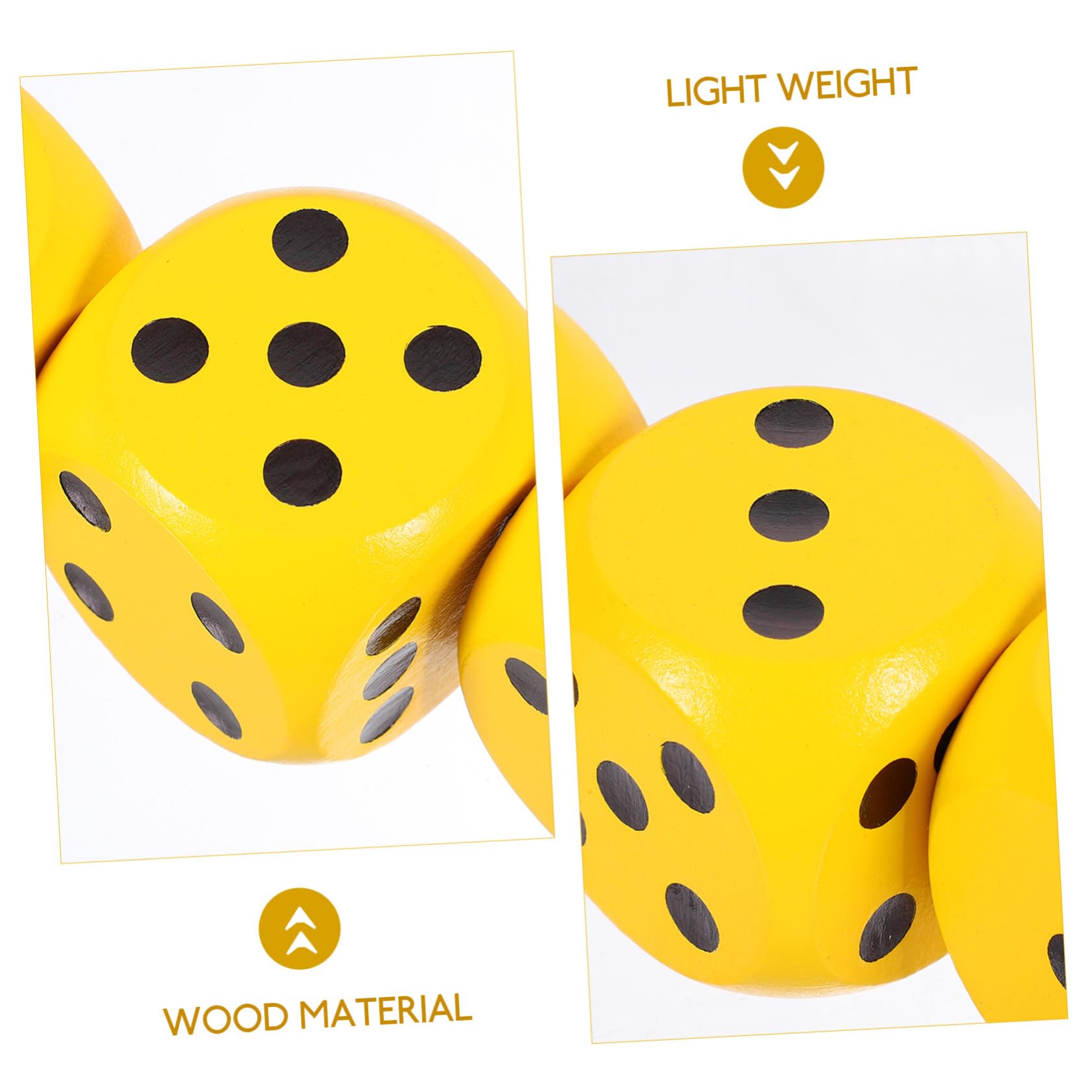 Dadi da Gioco in Legno Gialli 3 Pezzi, Portatili e Leggeri