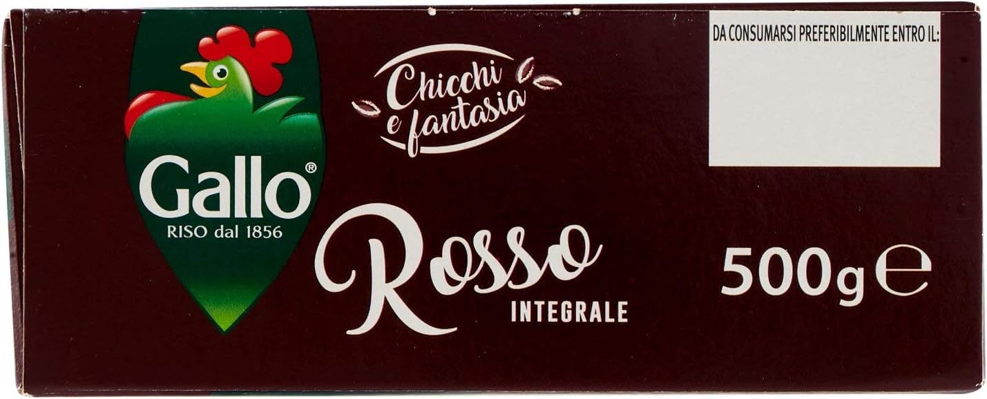 Italian Gourmet Riso Rosso Integrale riso roter Vollkornreis 12 x 500g | 100% aus Italien, ideale Beilage, per insalate e piatti freddi, kernig im, Gesamtnettogewicht 6 kg + Kostenlos Polpa 400g