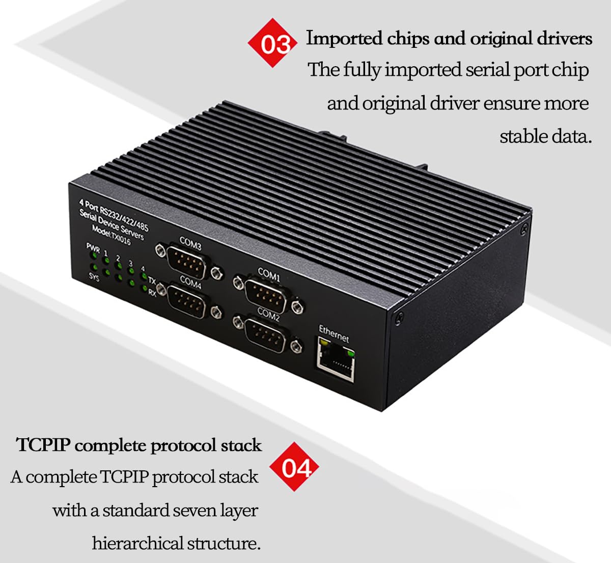 4 Porte RS485 RS232 RS422 Server Dispositivo Seriale Montaggio su Guida DIN Convertitore Ethernet Industriale 10 100Mbps Multi Protocollo Seriale al Modulo di Rete