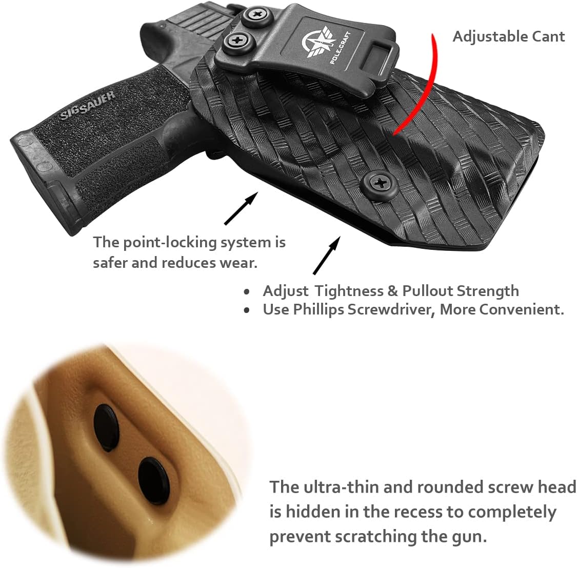 P365XL Holster IWB Kydex Holster Custom Fit: Sig Sauer P365XL Pistol - Inside Waistband Concealed Carry - Adj. Cant Retention - Cover Mag-Button - No Wear, No Jitter