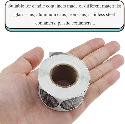Miniatura 3 de HAHIYO 500 calcomanías de advertencia de velas circulares negras de 1 pulgada, etiquetas de seguridad para derretir cera para hacer velas