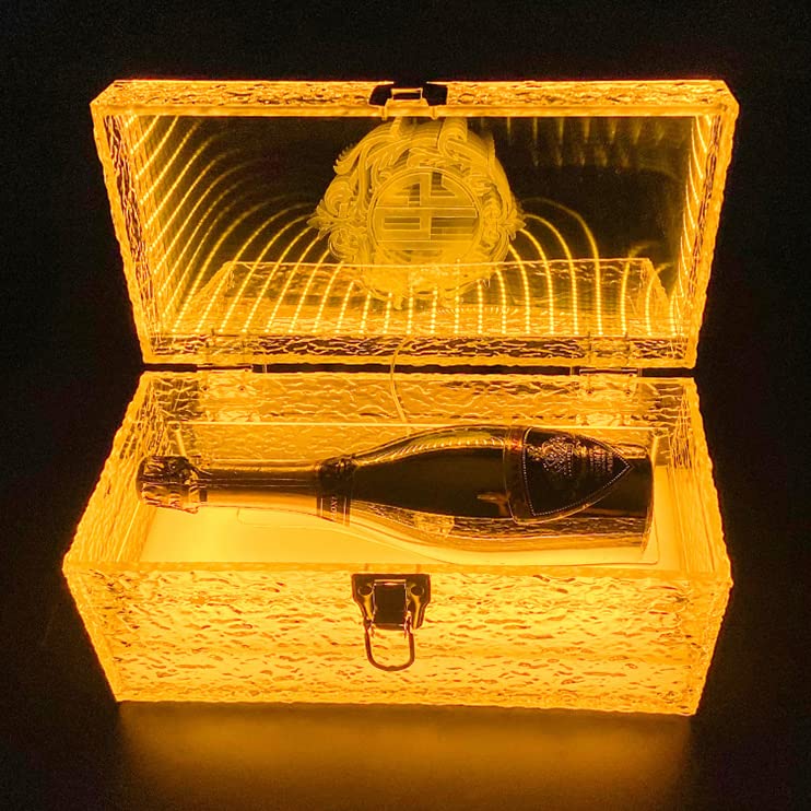 LoJax Scatola Portabottiglie per Liquore a LED, Ripiano per Bottiglie da Bar Illuminato Giallo, Espositore per Bottiglie di Champagne per Hotel/Discoteca/Festa Privata per Presentatori di Bottiglie