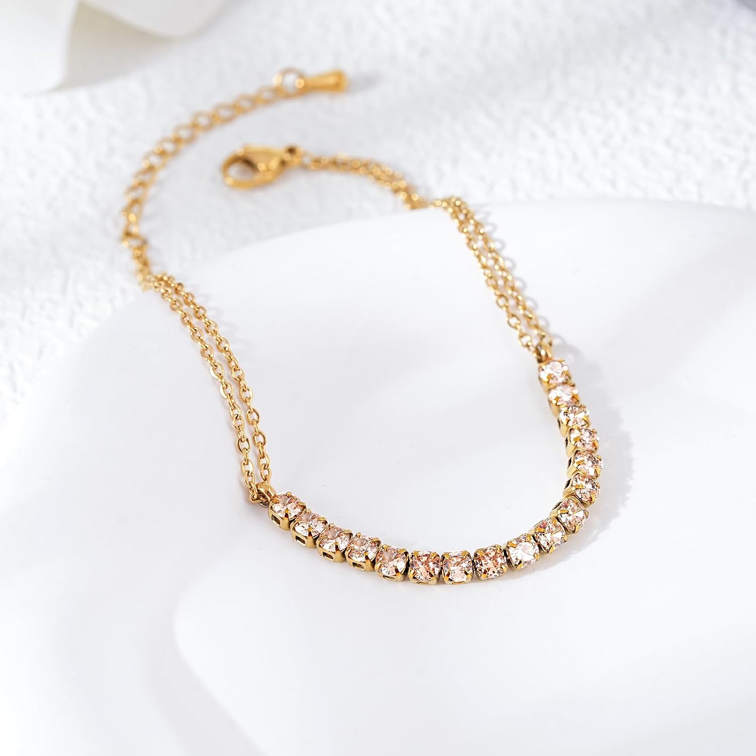 Tennis Bracelet with Sparkling Cubic Zirconia Gold Bracelets for Women Adjustable Birthstone Bracelet Jewelry for Women - Image 7